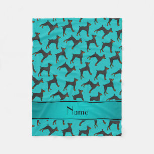 Personalisierter Name Türkis Doberman pinschers Fleecedecke