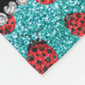 Personalisierter Name Türkis Glitzer Ladybug Fleecedecke (Ecke)