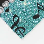 Personalisierter Name Türkis Glitzer Musiknoten Fleecedecke (Ecke)