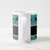Personalisierter Name Türkis Glitzer Pferde Jumbo-Tasse (Rückseite)