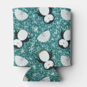 Personalisierter Name Türkis Glitzer Pinguine Iglu Dosenkühler (Rückseite)