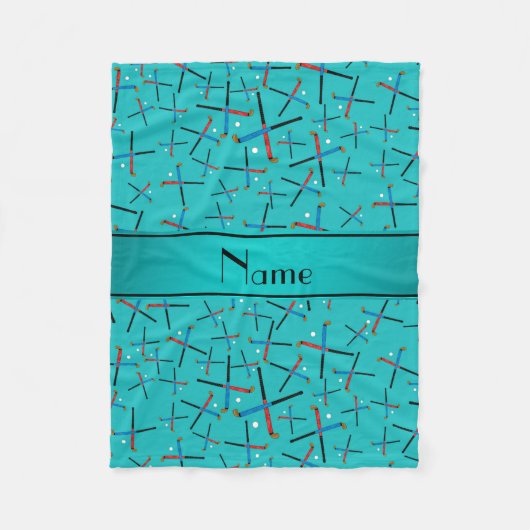 Personalisierter Name Türkis Hockey Fleecedecke (Vorderseite)