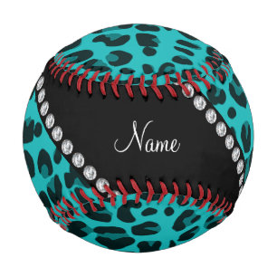 Personalisierter Name Türkis Leopardenmuster Baseball