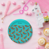 Personalisierter Name Türkis-Platypus Pappteller (Party)