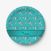 Personalisierter Name Türkis Pointer Pappteller (Vorderseite)