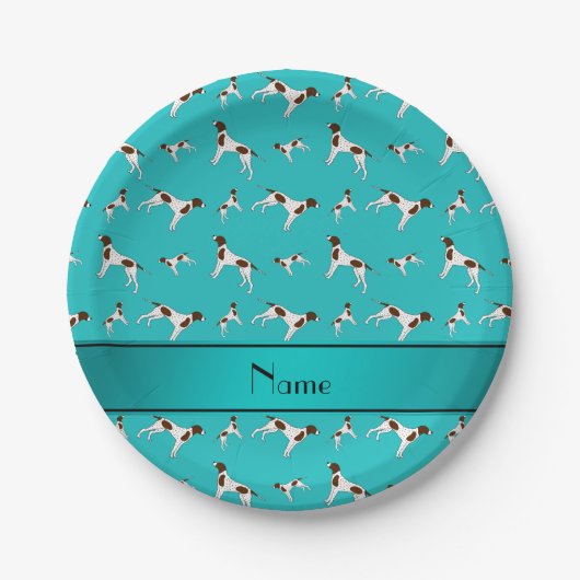 Personalisierter Name Türkis Pointer Pappteller (Vorderseite)