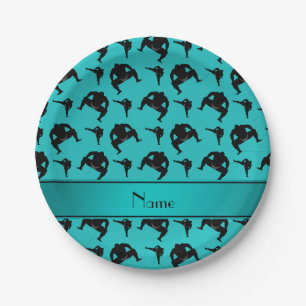 Personalisierter Name Türkis Sumo Wrestling Pappteller