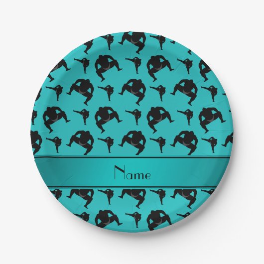 Personalisierter Name Türkis Sumo Wrestling Pappteller (Vorderseite)
