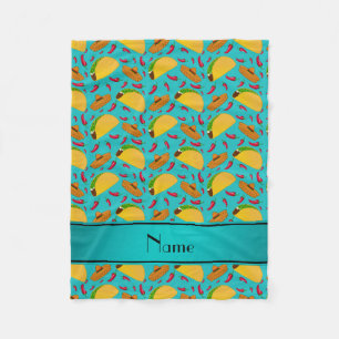 Personalisierter Name Türkis tacos sombreros Chil Fleecedecke