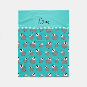 Personalisierter Name türkisfarbene Pinguine Fleecedecke