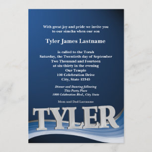Personalisierter Name Tyler Bar Mitzvah Einladung
