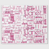 Personalisierter Name Typografie Pink Text Word Cl Geschenkpapier (Flach)