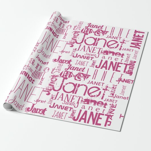 Personalisierter Name Typografie Pink Text Word Cl Geschenkpapier (Ungerollt)