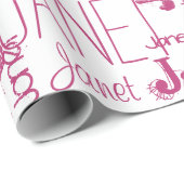Personalisierter Name Typografie Pink Text Word Cl Geschenkpapier (Rolleneckpunkt)