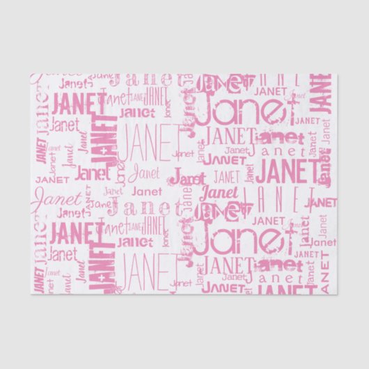 Personalisierter Name Typografie Pink Word Cloud Seidenpapier (Vorderseite)
