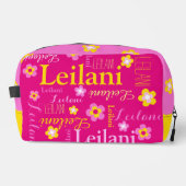Personalisierter Name typografische Blume pink Waschbeutel (Vorderseite)