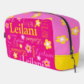 Personalisierter Name typografische Blume pink Waschbeutel (Rechte Ecke)