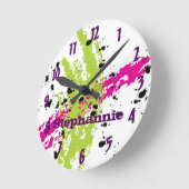 Personalisierter Name Uhr Pink Lime Green Paint (Winkel)