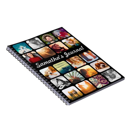 Personalisierter Name und 20 Foto Schwarz Notizblock (Rechte Seite)