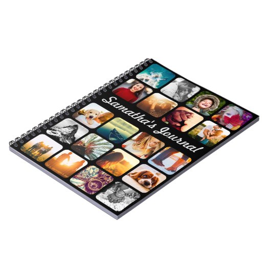 Personalisierter Name und 20 Foto Schwarz Notizblock (Linke Seite)
