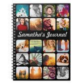 Personalisierter Name und 20 Foto Schwarz Notizblock (Vorderseite)