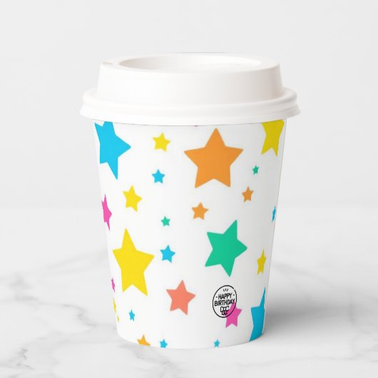 Personalisierter Name und Alter - Geburtsdatum Pappbecher (Rückseite)