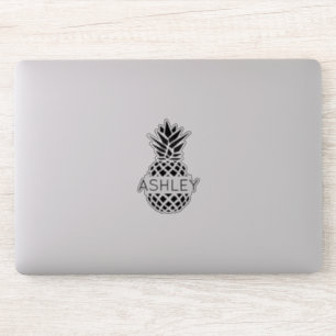 Personalisierter Name und Ananas Notebook Aufkleber