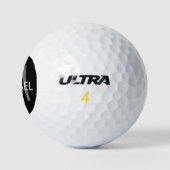 Personalisierter Name und Anfangsmonogramm Schwarz Golfball (Logo)