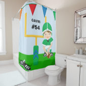 Personalisierter Name und Anzahl Grüner Fußballspi Duschvorhang (Beispiel)