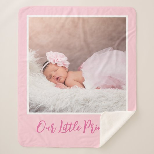 Personalisierter Name und Baby-Foto rosa Sherpadecke (Vorderseite)