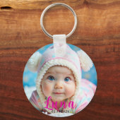 Personalisierter Name und Baby-Foto-Sake Schlüsselanhänger (Vorderseite)