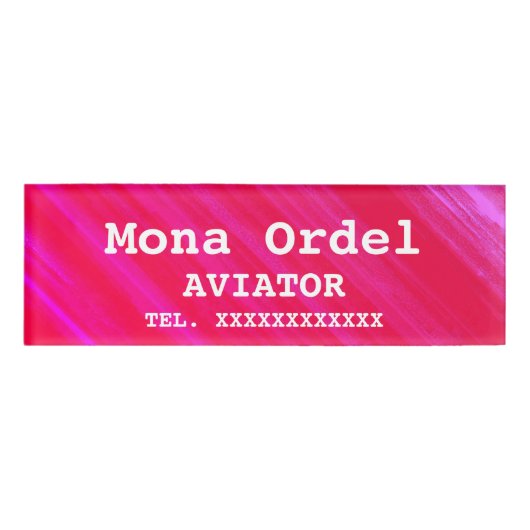 Personalisierter Name und Beruf Pink-Geschäftstafe Namenschild (Vorderseite)