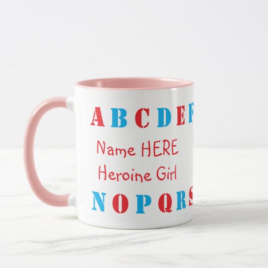 Personalisierter Name und Blau, Rot-Englisch-Alpha Tasse (Links)
