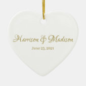 Personalisierter Name und Datum der Hochzeit Keramik Ornament (Vorne)