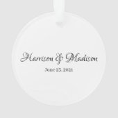 Personalisierter Name und Datum der Hochzeit Ornament (Rückseite)