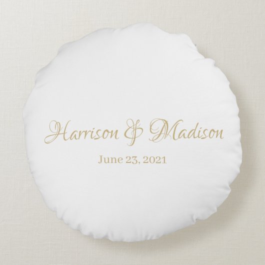 Personalisierter Name und Datum der Hochzeit Rundes Kissen (Rückseite)