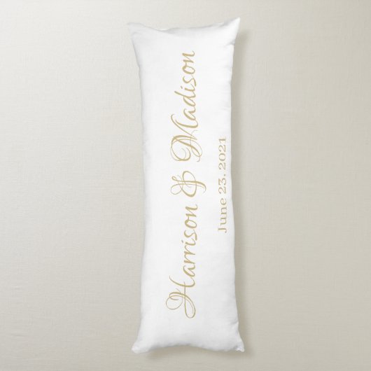 Personalisierter Name und Datum der Hochzeit Seitenschläferkissen (Rückseite (Vertikal))