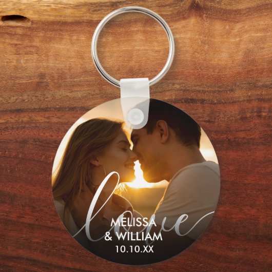 Personalisierter Name und Datum Foto Schlüsselanhänger (Vorderseite)