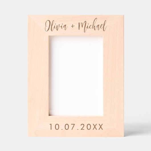 Personalisierter Name und Datum Hochzeit Geätzte Rahmen (Vorderseite)
