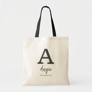 Personalisierter Name und Datum Monogramm Buchstab Tragetasche