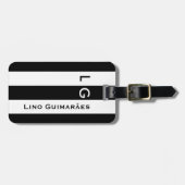 personalisierter Name und erste moderne schwarze S Gepäckanhänger (Vorderseite horizontal)