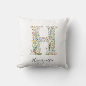 Personalisierter Name und florale Monogramm "H" Kissen (Vorderseite)