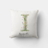 Personalisierter Name und florale Monogramm "I" Kissen (Vorderseite)