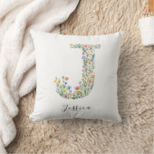 Personalisierter Name und florale Monogramm "J" Kissen (Decke)