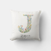 Personalisierter Name und florale Monogramm "J" Kissen (Vorderseite)