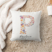 Personalisierter Name und florale Monogramm "P" Kissen (Decke)