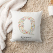 Personalisierter Name und florale Monogramm "Q" Kissen (Decke)