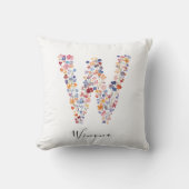 Personalisierter Name und florale Monogramm "W" Kissen (Vorderseite)