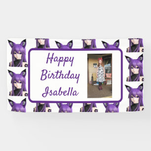 Personalisierter Name und Foto Anime Birthday Banner