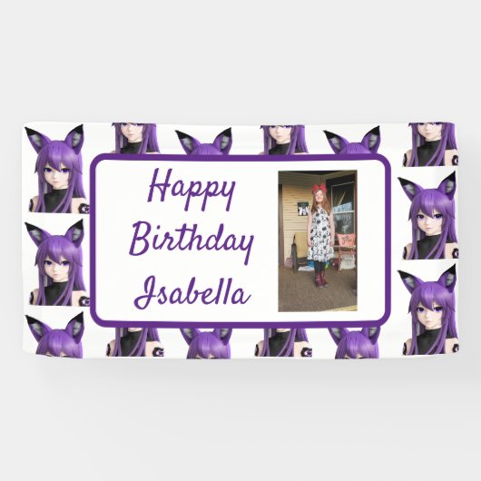 Personalisierter Name und Foto Anime Birthday Banner (Horizontal)